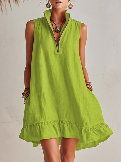 Esme Orange Linen Ruffle Mini Dress