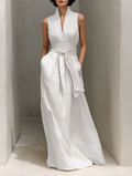 Apolline Linen V-Neck Maxi Dress