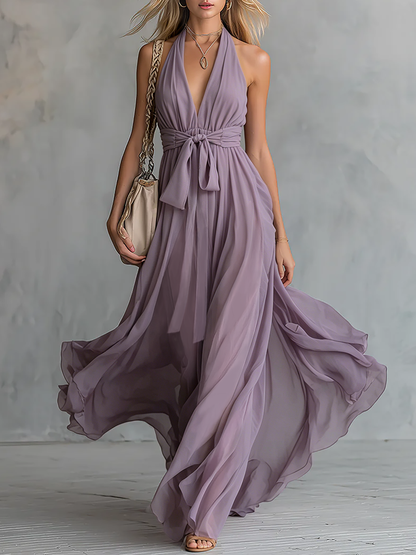 Edith Chiffon Halter Maxi Dress