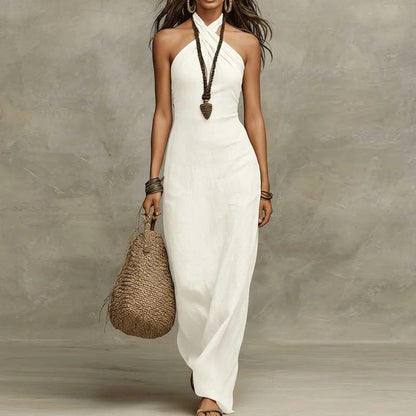 Effie Linen Halter Dress
